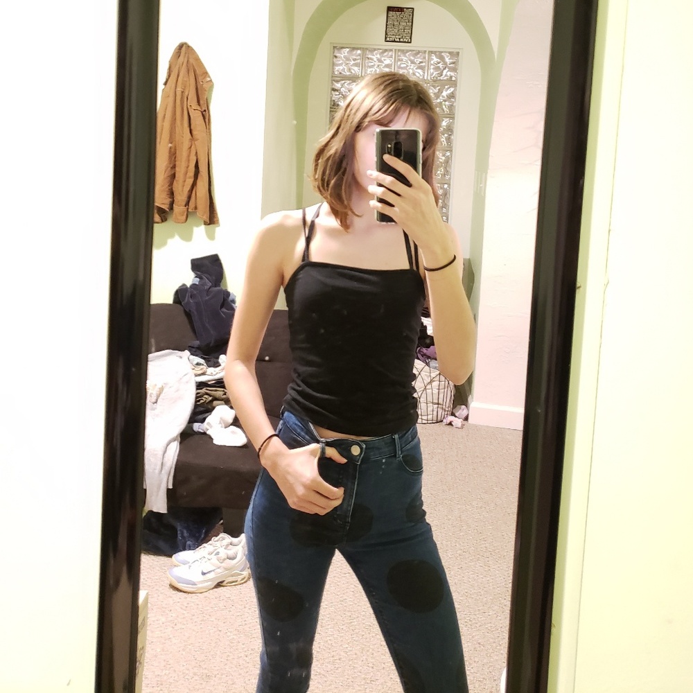 rare Zara high-waisted spotted jeans!